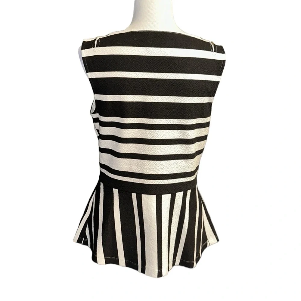 Anthropologie Postmark Striped Textured Peplum Tank Blouse - Picture 2 of 5
